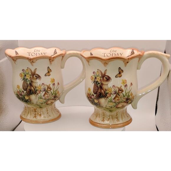 Cracker Barrel Old County Other - Cracker Barrel Easter Traditions Bunny Mug Set 2 Live Today Cherish Yesterday